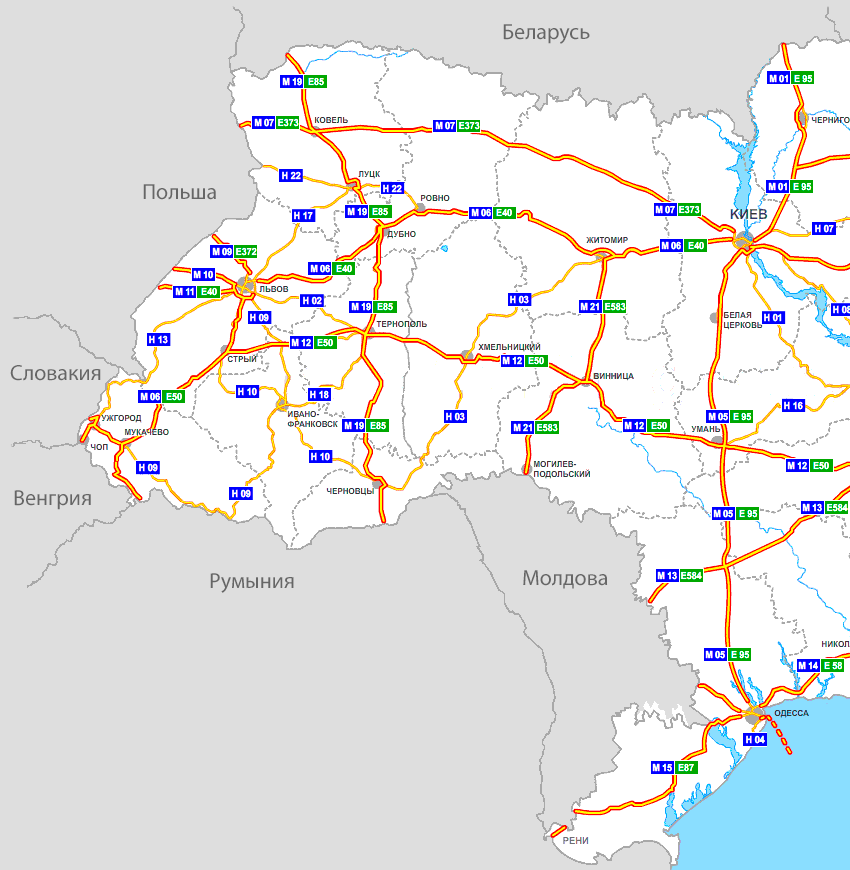 маршруты грузоперевозок Украина - страны Европы